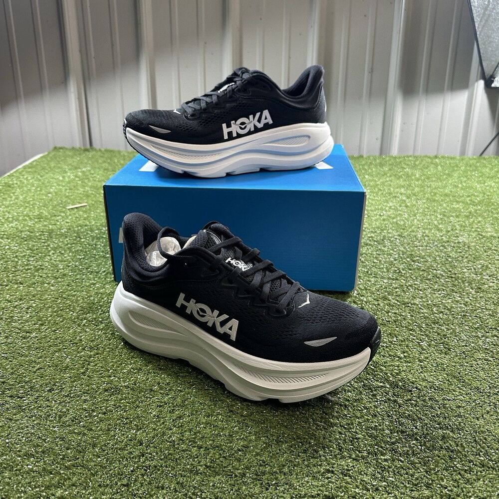 HOKA Bondi 9 Women's Size 9 B Black White Running Shoes New In Box